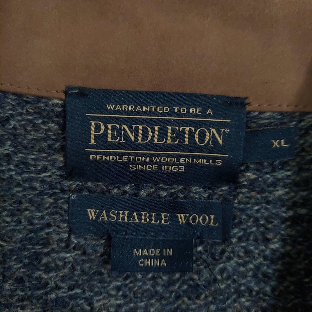 Pendleton Sweater Mens XL Gray Shetland Wool Quarter Zip Mock Neck Knit Pullover - Picture 5 of 10